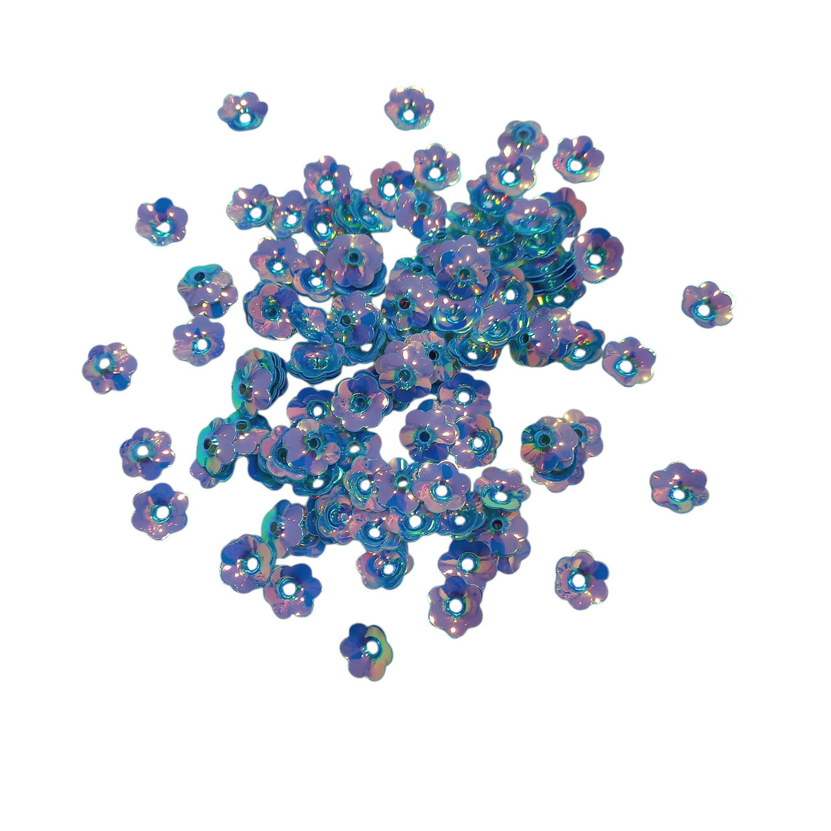 Lentejuela de Flor para Bordado 3d Azul Acero Tornasol
