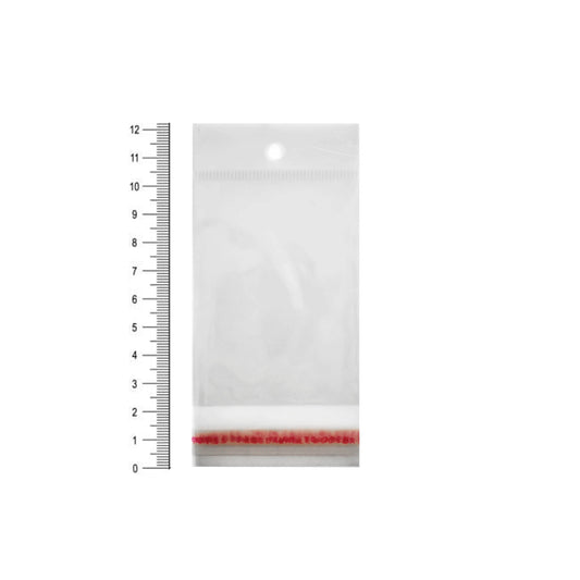 Bolsa Transparente Celofan Adhesivo 6 x 8 cm Con Perforación