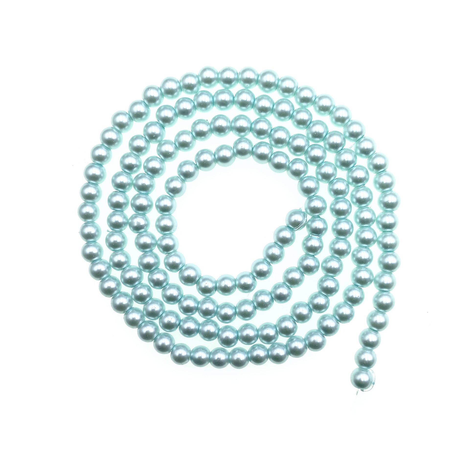 Tira Perla 6mm Celeste 77 cm aprox - Bisuteria