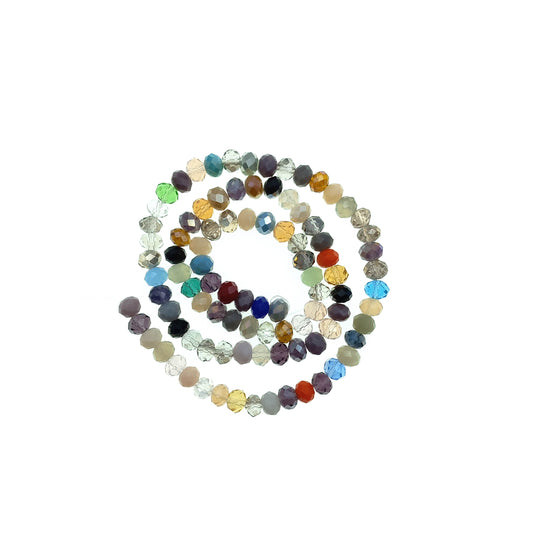Tira Cristal Facetado Rondelle 6x4mm Multicolor 90 uds aprox - Bisuteria