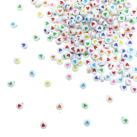 Cuenta Redonda Corazón Surtido 7mm - Bisuteria