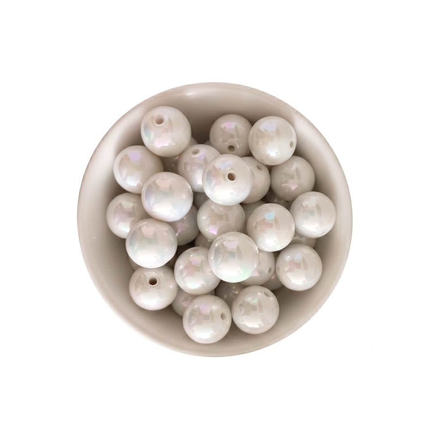 Cuentas Acrilicas Tornasol 16mm Blanco