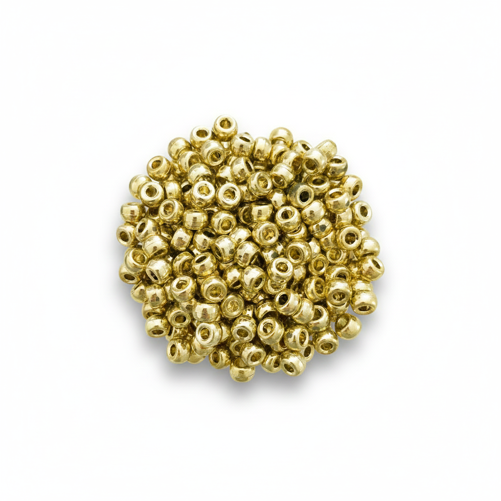 Cuentas Plásticas Cilindro 9mm Dorado