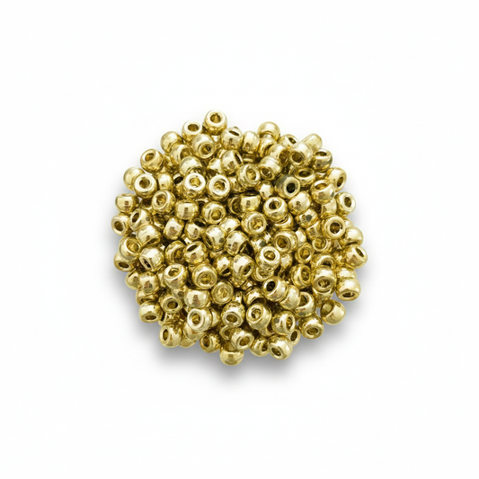 Cuentas Plásticas Cilindro 9mm Dorado