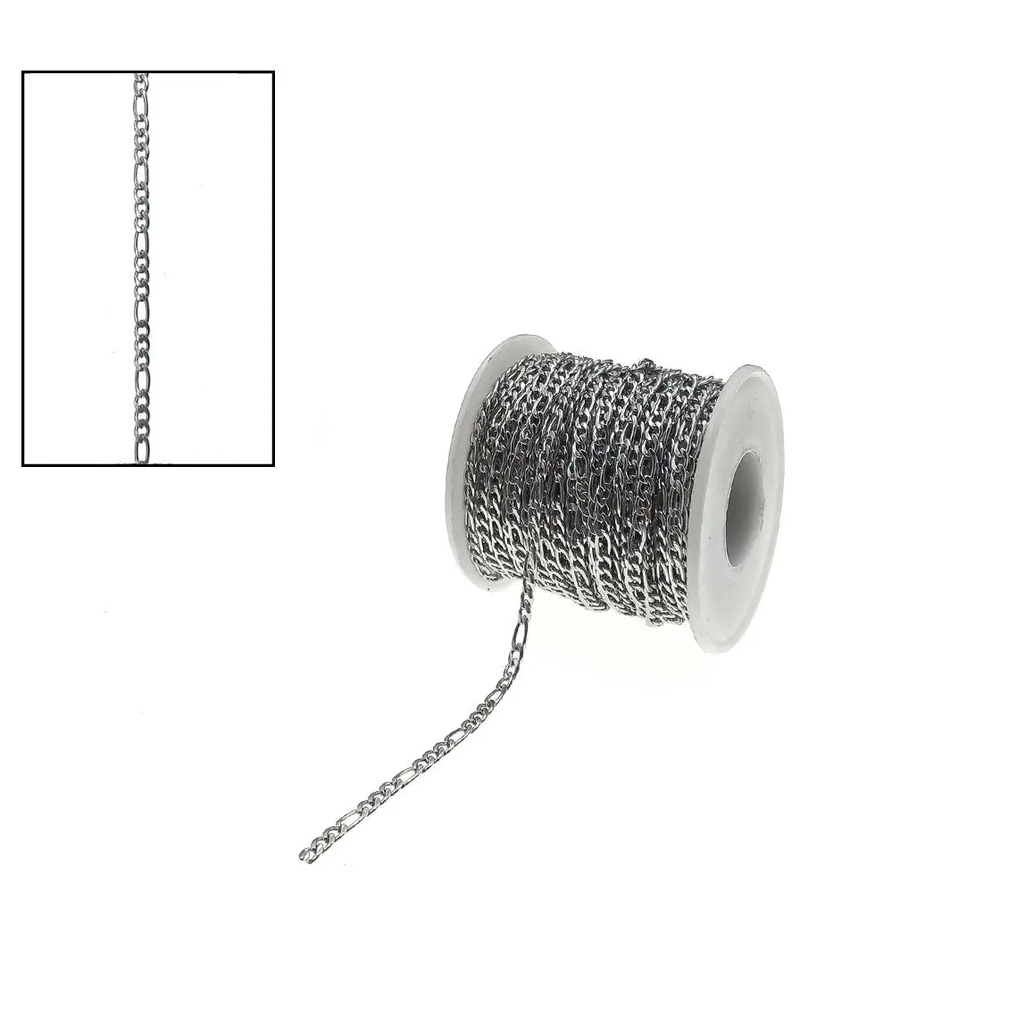 Cadena de Acero 3,7mm Figaro Delgado - Bisuteria