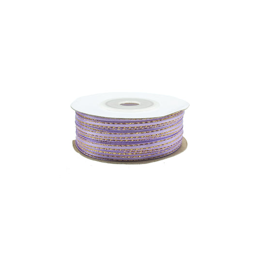 Cinta de 3mm con Borde Dorado 50mts Lila