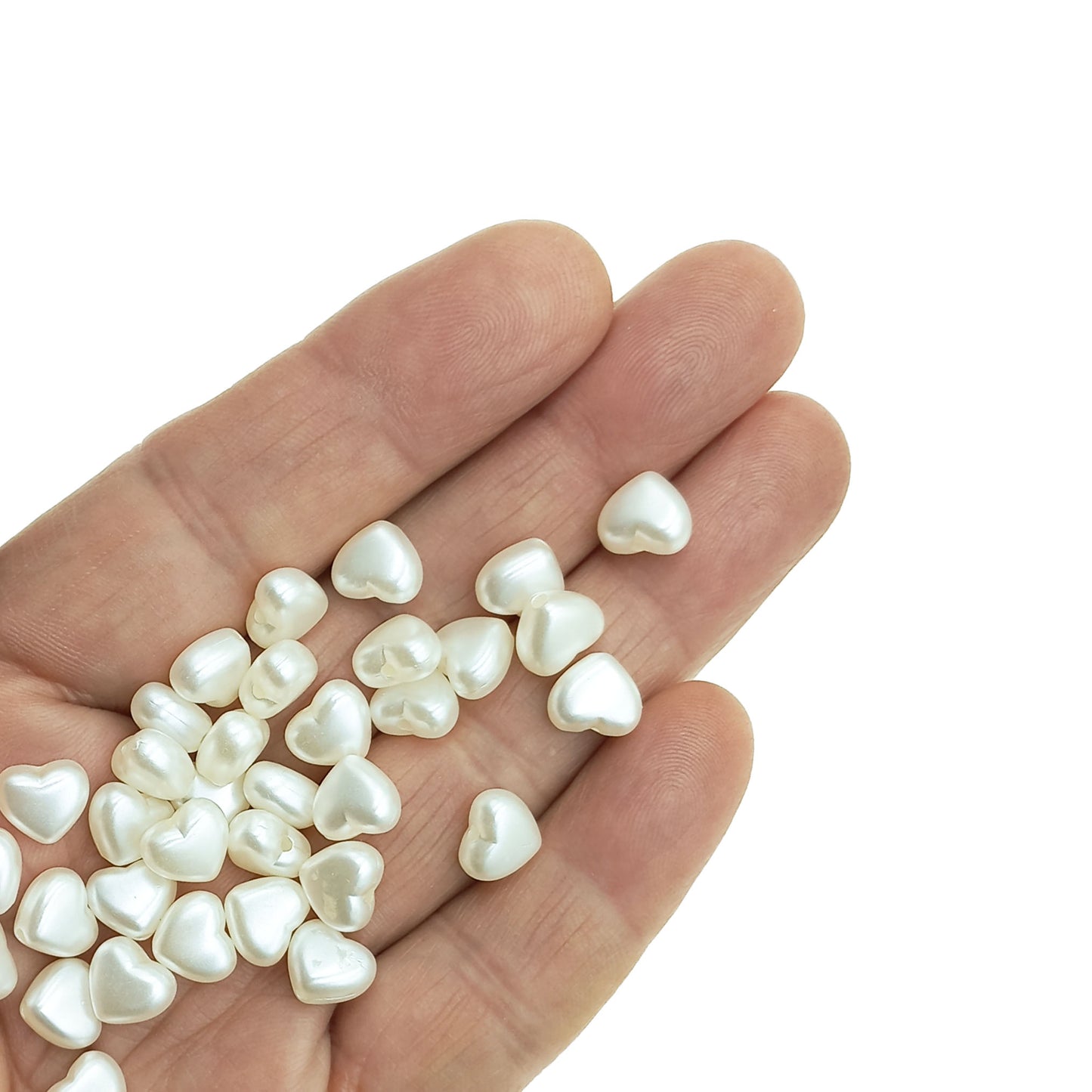 Cuenta Corazon Color Crema 9mm.