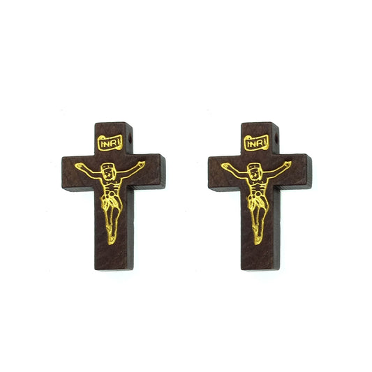 Cruz Colgante de Madera Cafe Inri Religioso 3,2 cms x 2 cms
