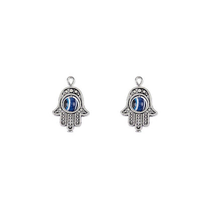 Dije Mano Fatima Ojo Turco Azul 20x13mm - Bisuteria