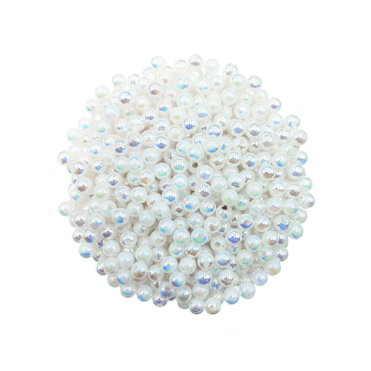 Perlas Acrilicas 6mm Blanco Tornasol - Bisuteria