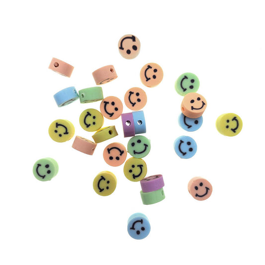 Cuentas de Fimo Smiley Carita Pastel - Bisuteria