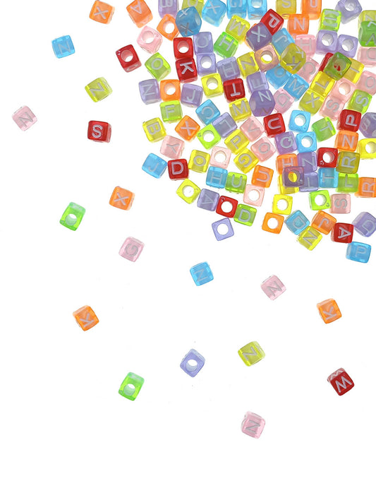 Cuentas de Letras Cuadrado Transparente Color Surtido - Bisuteria