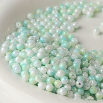 Cuentas redondas Perlas 6mm blanco con verde